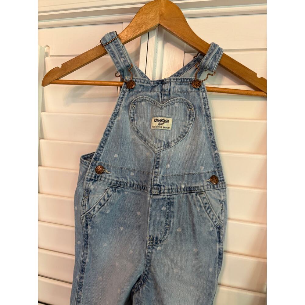 Carters‎ Heart Pattern Denim Overalls Size 4T - Picture 4 of 8